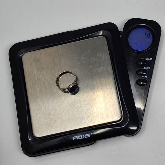 Antique Sterling Silver Size 4 Lapis Lazuli Ring - Picture 8 of 9